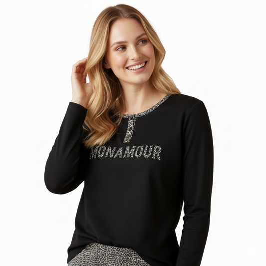 Pigiama donna Monamour nero e grigio