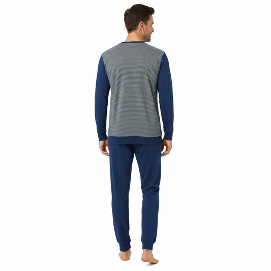 Pigiama uomo blu rigato MCITE