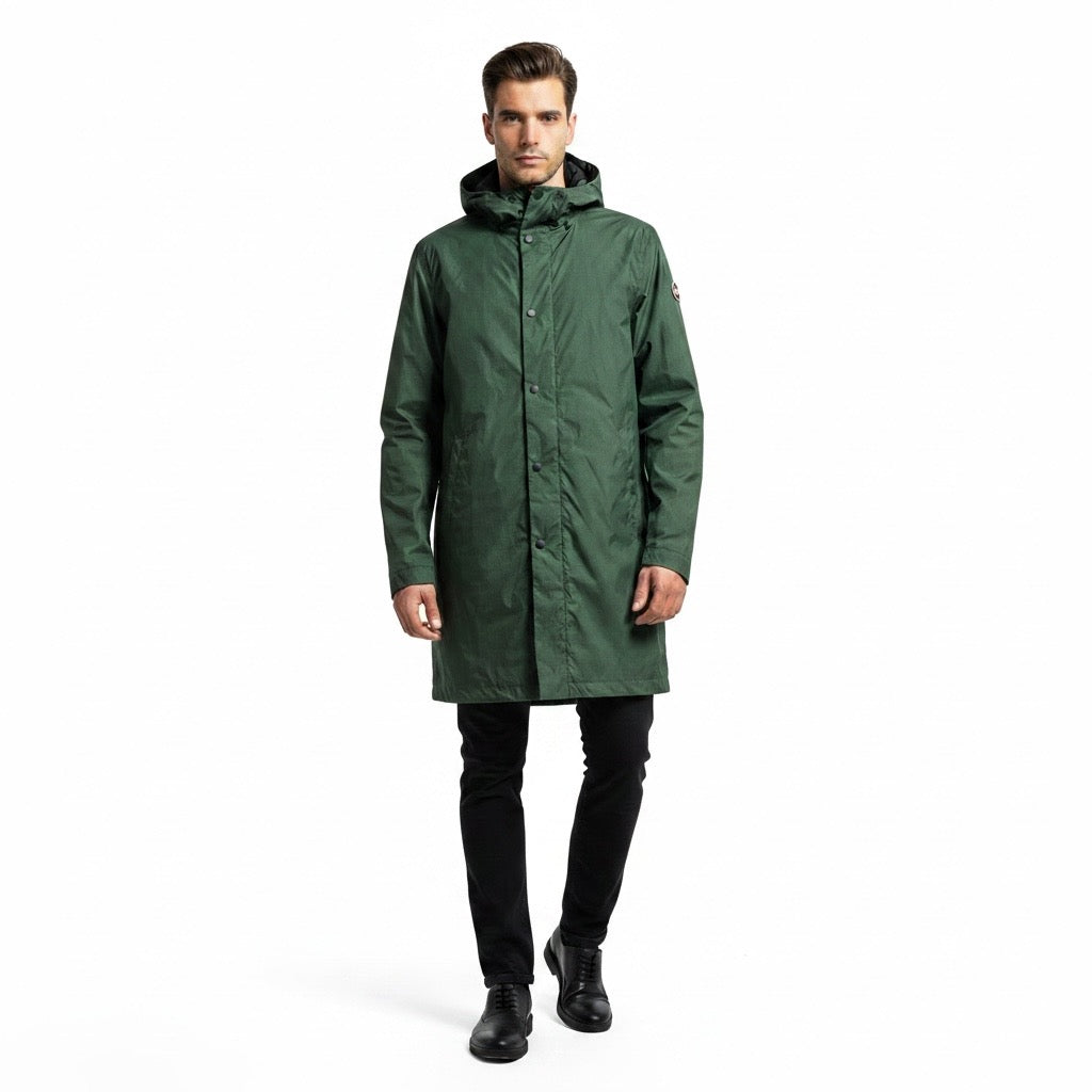 COLMAR - Impermeabile Uomo Leggero Antipioggia Antivento con Cappuccio - Verde Bottiglia
