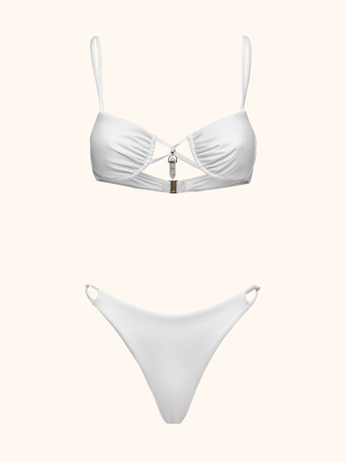 Bikini Donna Me Fui Reggiseno con Ferretto e Slip Regolabile Bianco SW0111-WH