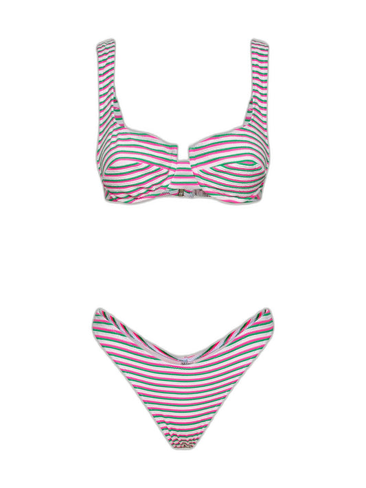 Bikini Donna Me fui Reggiseno ferretto con Slip Americano fisso Bianco SW0645-WH