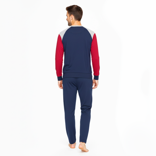 Pigiama uomo petrolio con profili blu