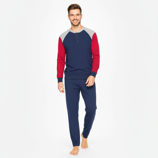 Pigiama uomo petrolio con profili blu