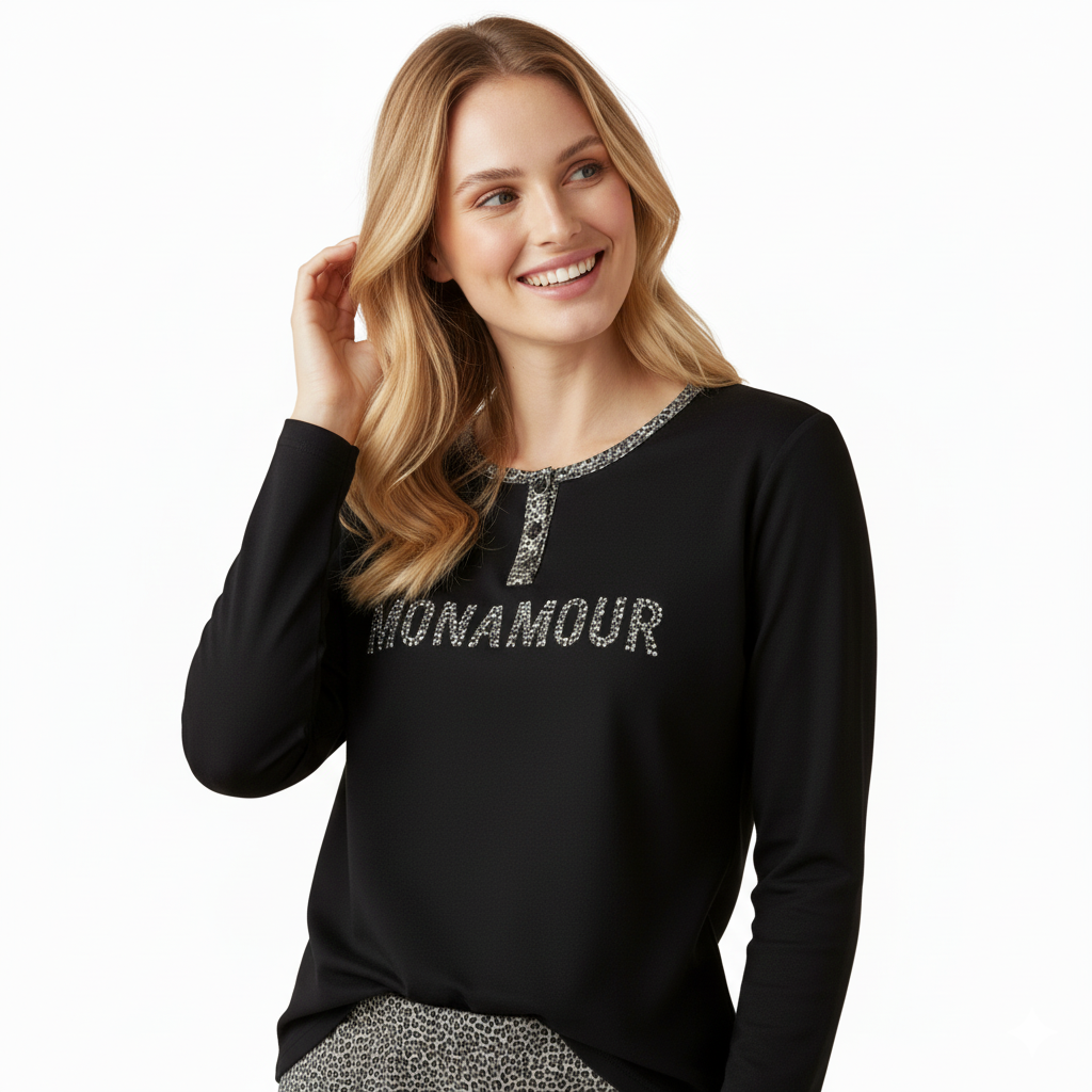 Pigiama donna Monamour nero e grigio