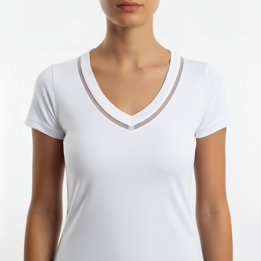 EMMEVIBI Maglia donna scollo V bianca