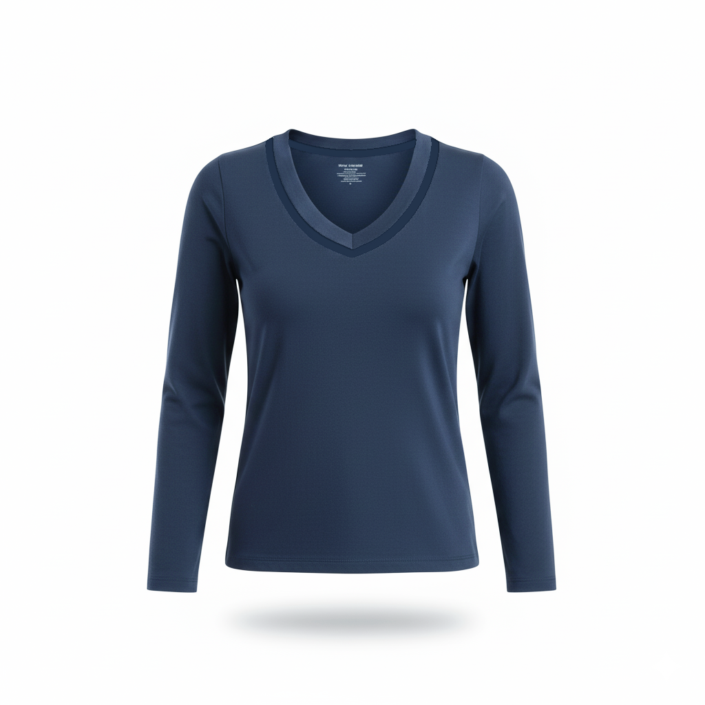 EMMEVIBI donna scollo V blu manica lunga