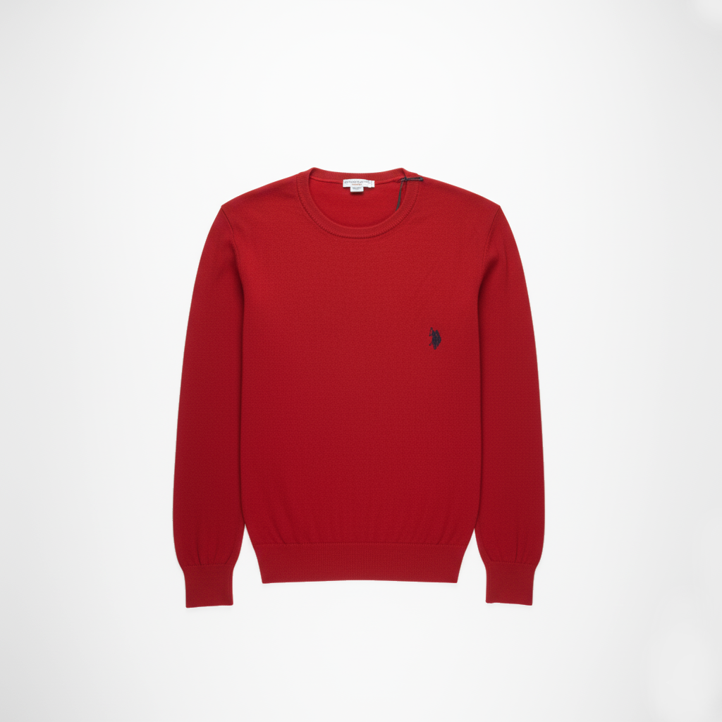 Maglione girocollo rosso con logo cavallino