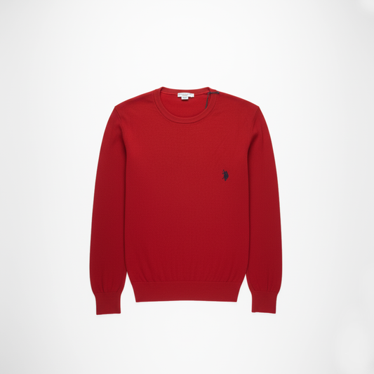 Maglione girocollo rosso con logo cavallino