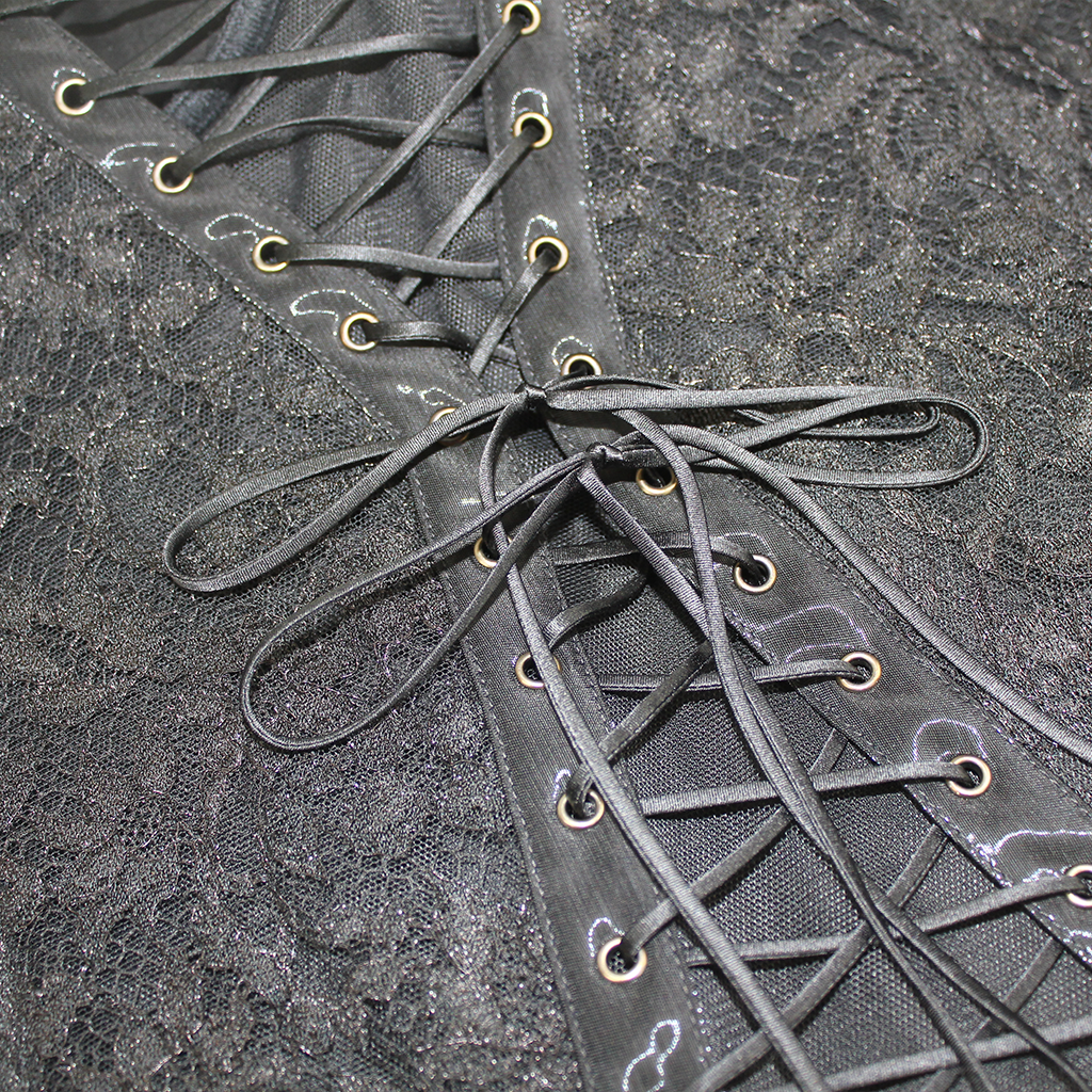 Corsetto grigio in pizzo con lacci posteriori