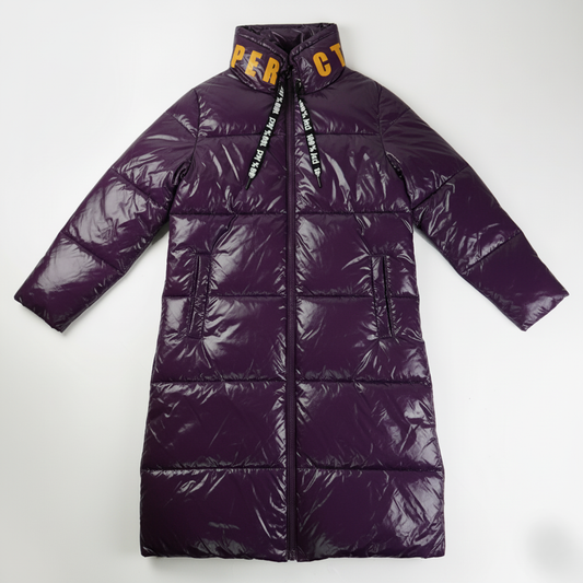 Piumino lungo viola lucido colletto PERFECT