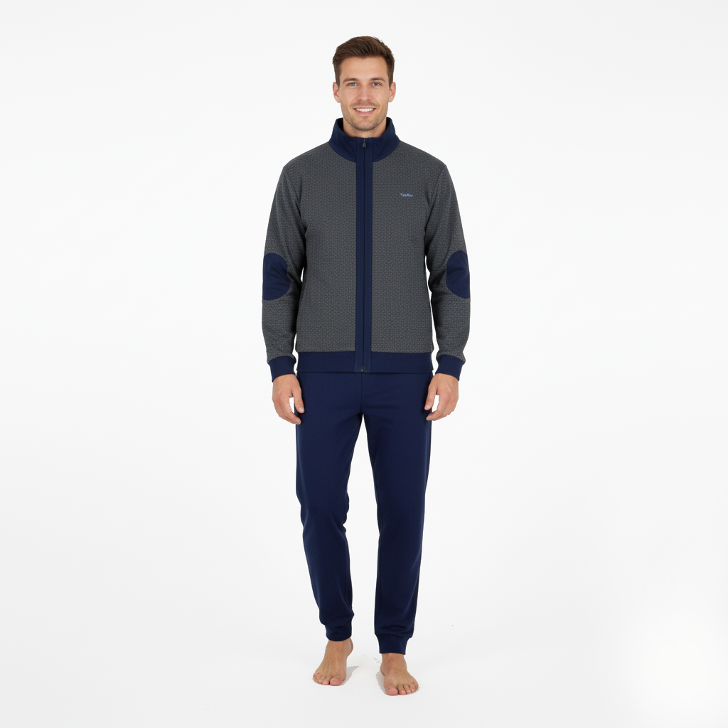 Tuta uomo blu con maniche grigie