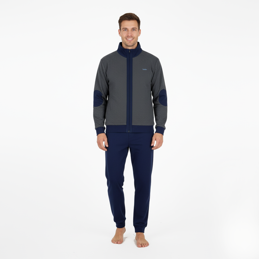 Tuta uomo blu con maniche grigie