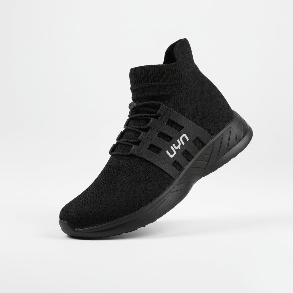 Sneaker UYN total black con fascia tecnica