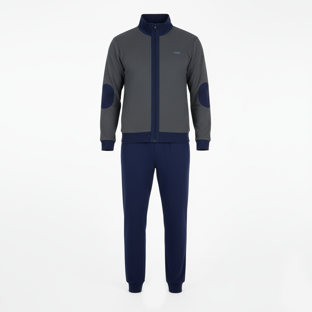 Tuta uomo blu con maniche grigie