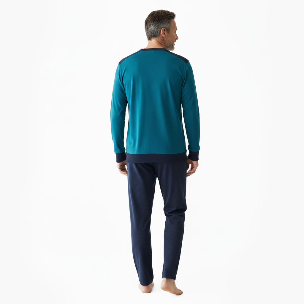 Completo casa uomo blu con zip e gomitiere