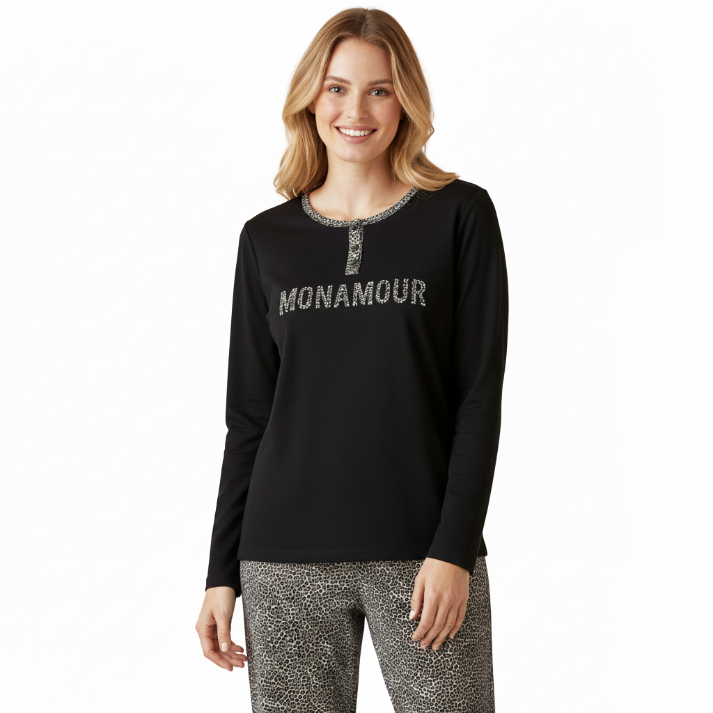 Pigiama donna Monamour nero e grigio