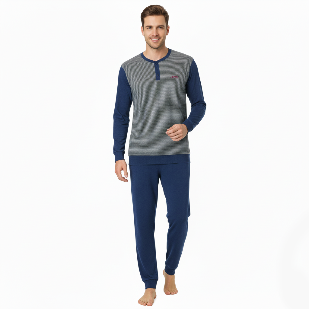 Pigiama uomo blu rigato MCITE