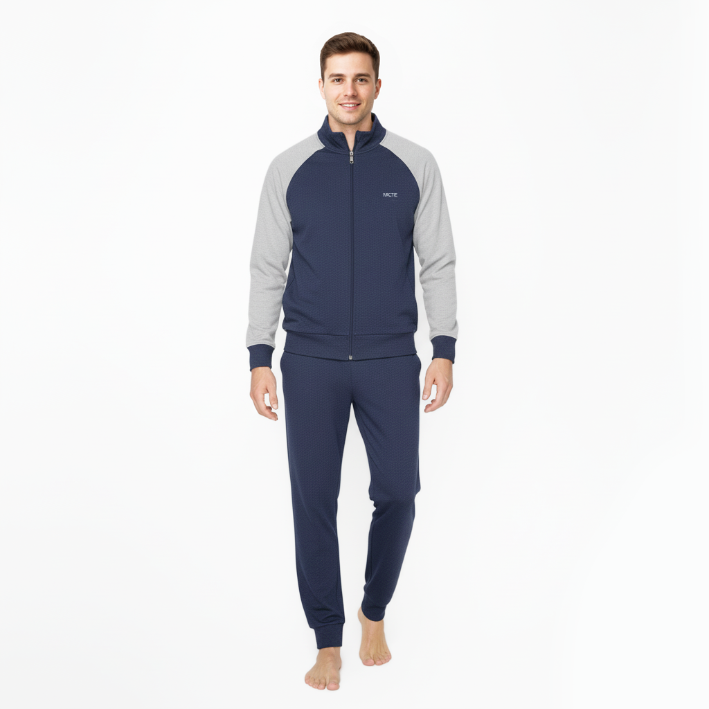 Pigiama uomo blu/grigio manica corta