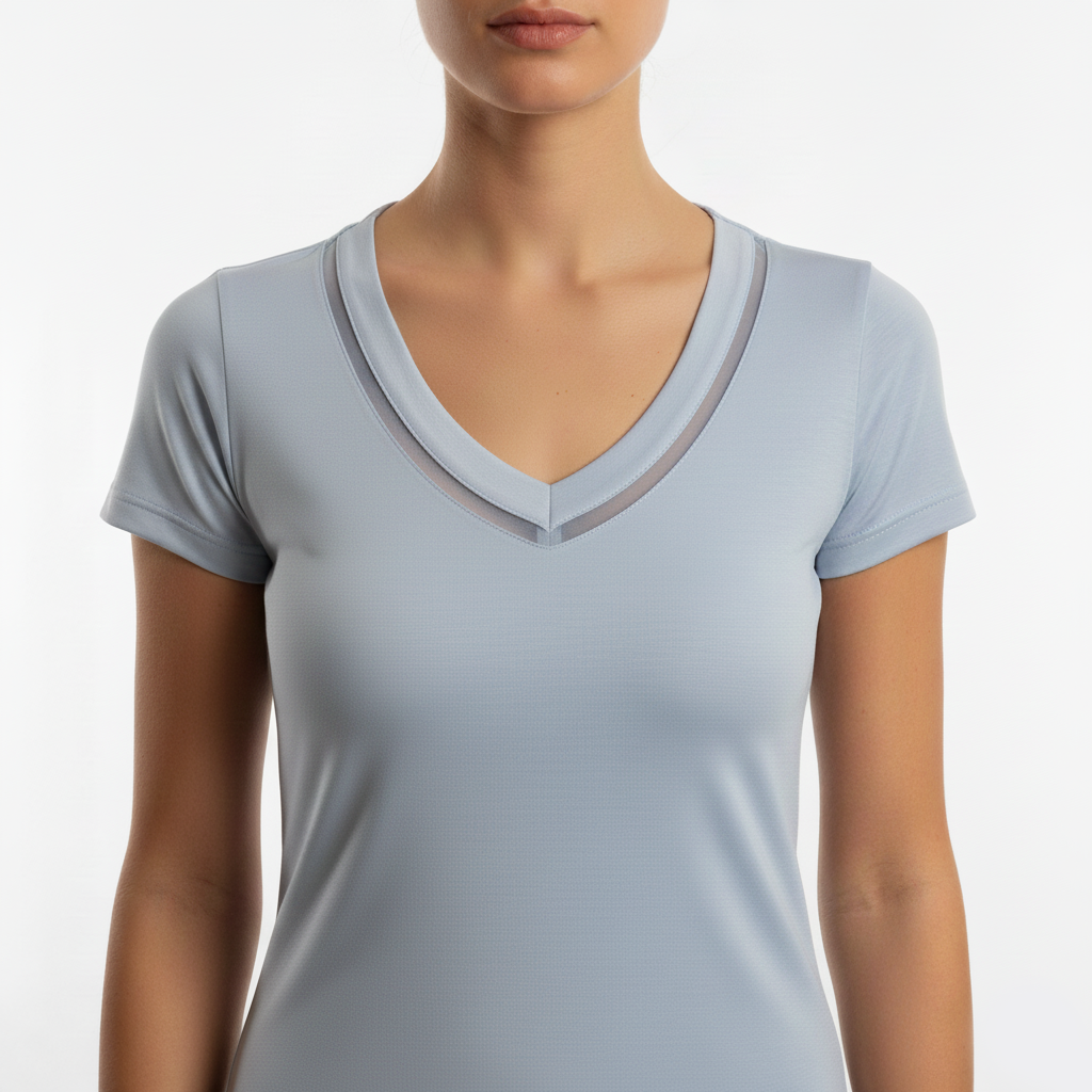 EMMEVIBI Maglia donna scollo V celeste