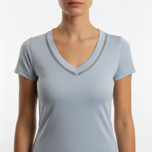 EMMEVIBI Maglia donna scollo V celeste