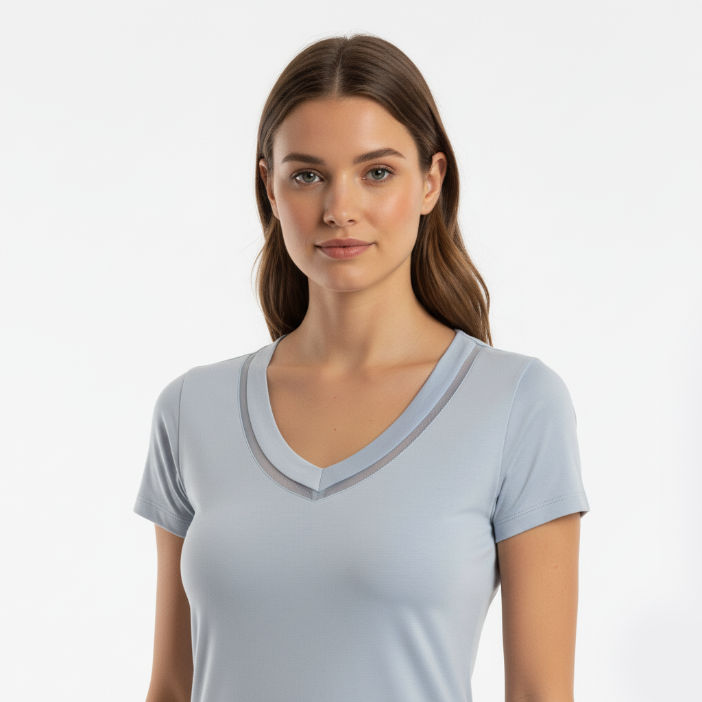 EMMEVIBI Maglia donna scollo V celeste