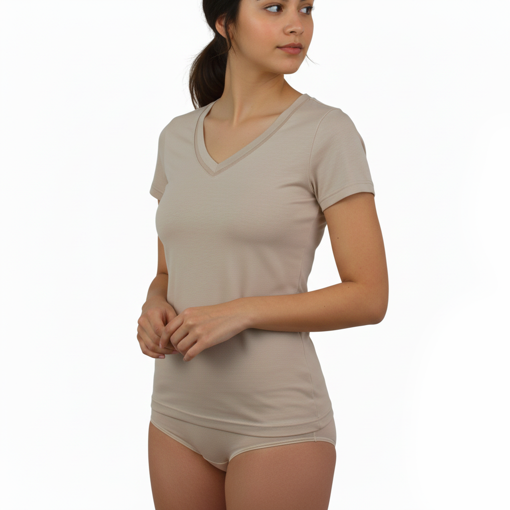 EMMEVIBI Maglie scollo V beige