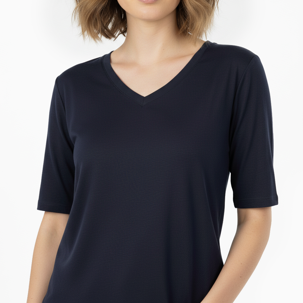 T-shirt donna scollo V blu scuro