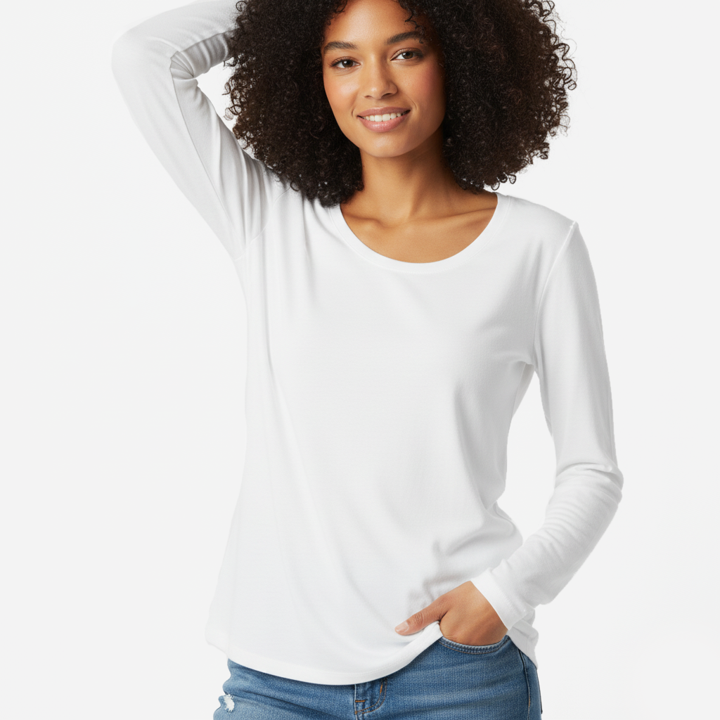 EMMEVIBI Maglia donna manica lunga bianca