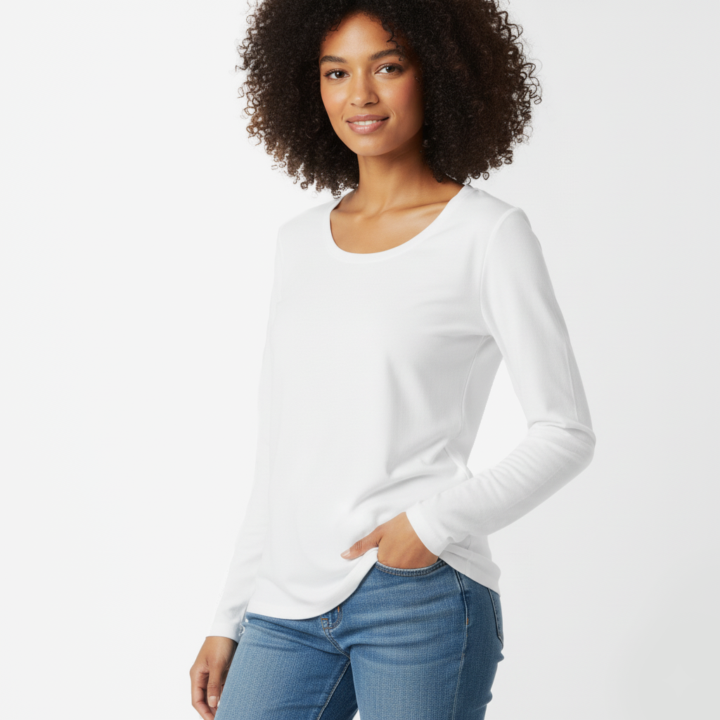 EMMEVIBI Maglia donna manica lunga bianca