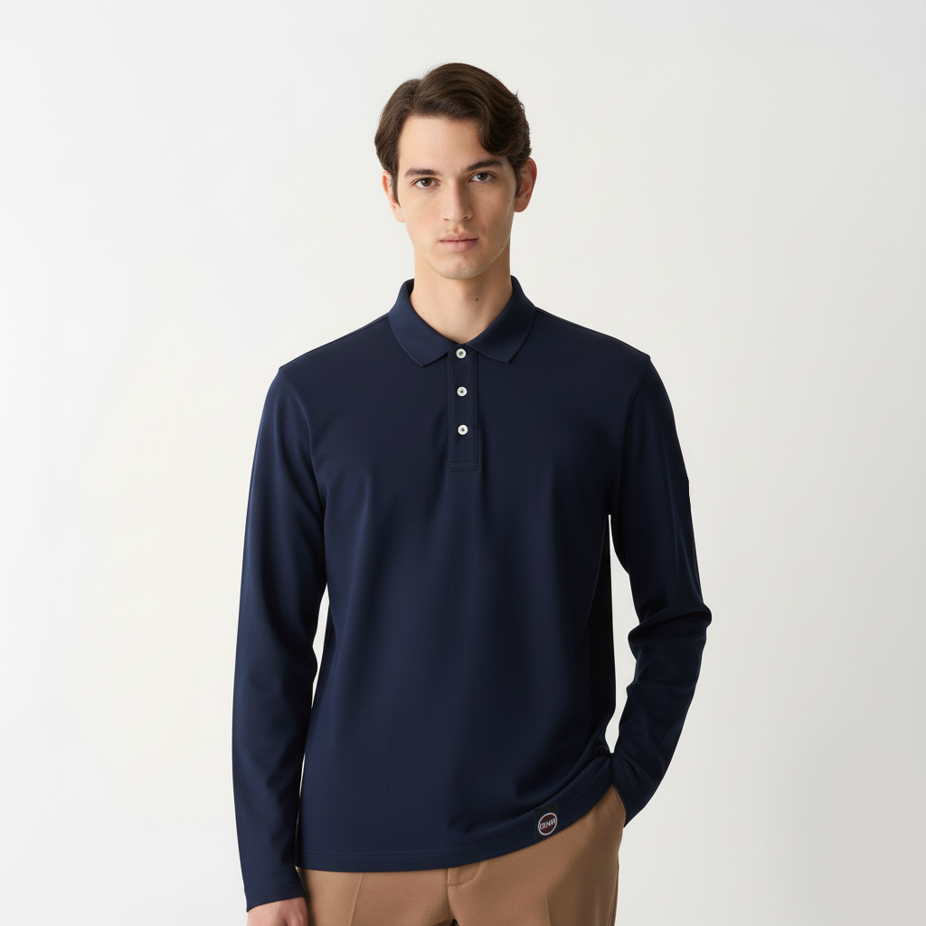 COLMAR Polo Uomo blu manica lunga