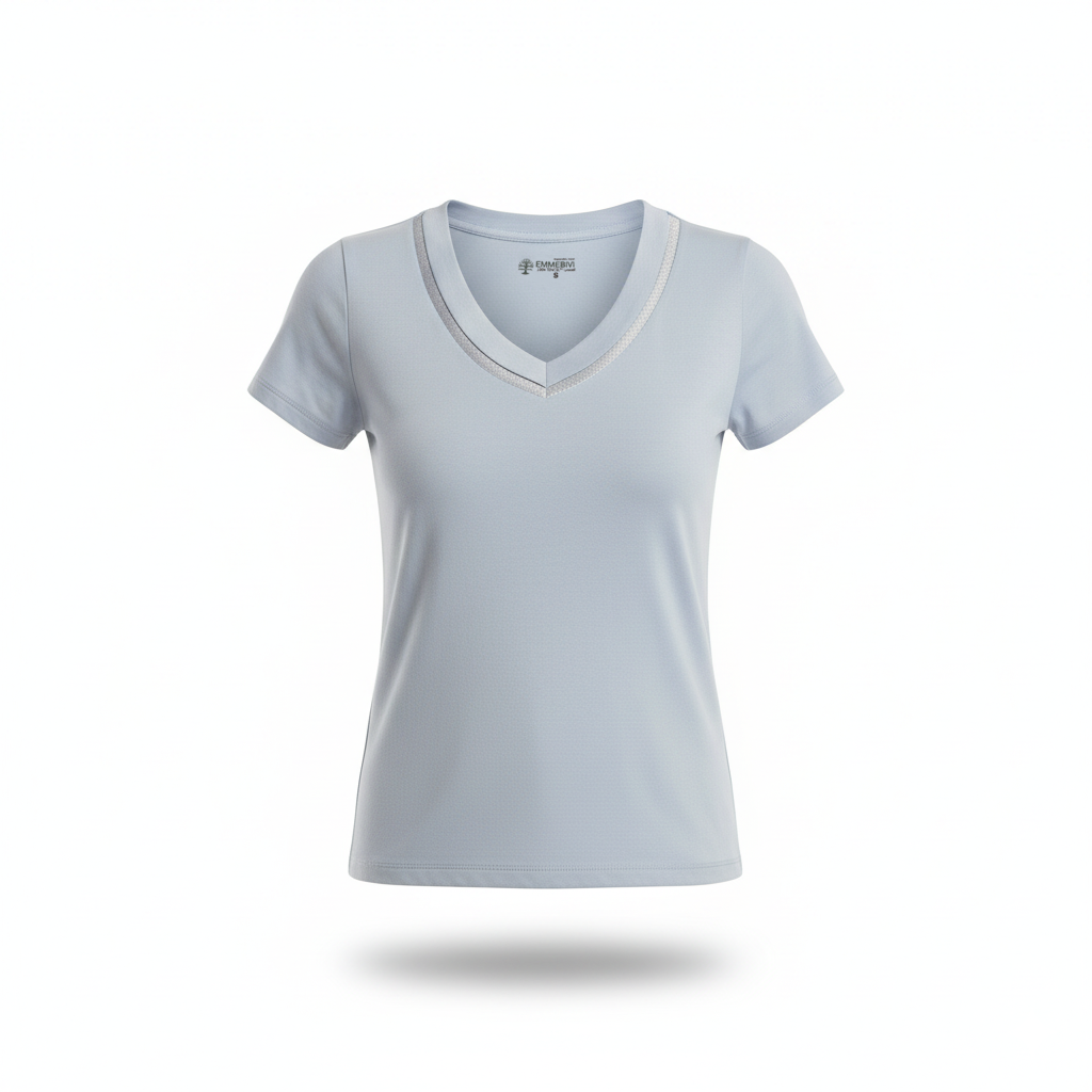EMMEVIBI Maglia donna scollo V celeste