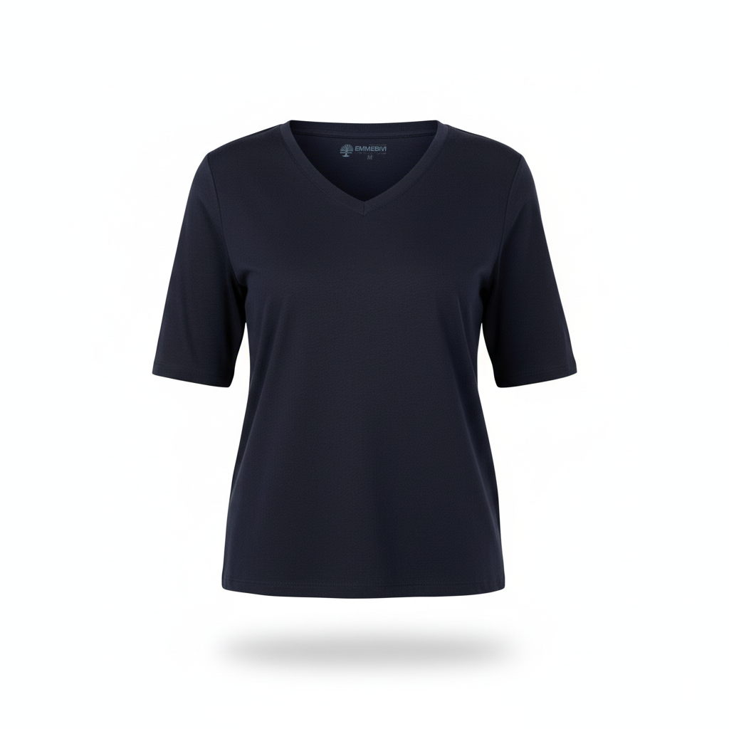 T-shirt donna scollo V blu scuro