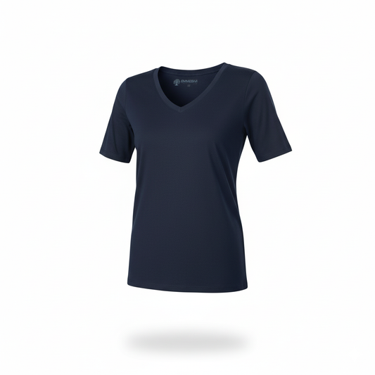 T-shirt donna scollo V blu scuro