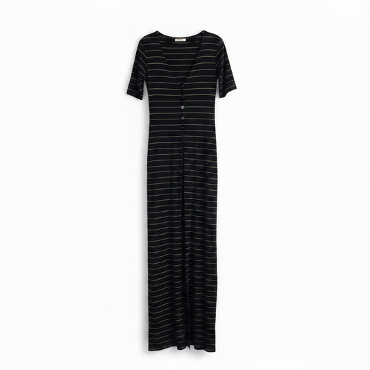 Mefui Vestito Nero con Strisce Dorate Taglia S