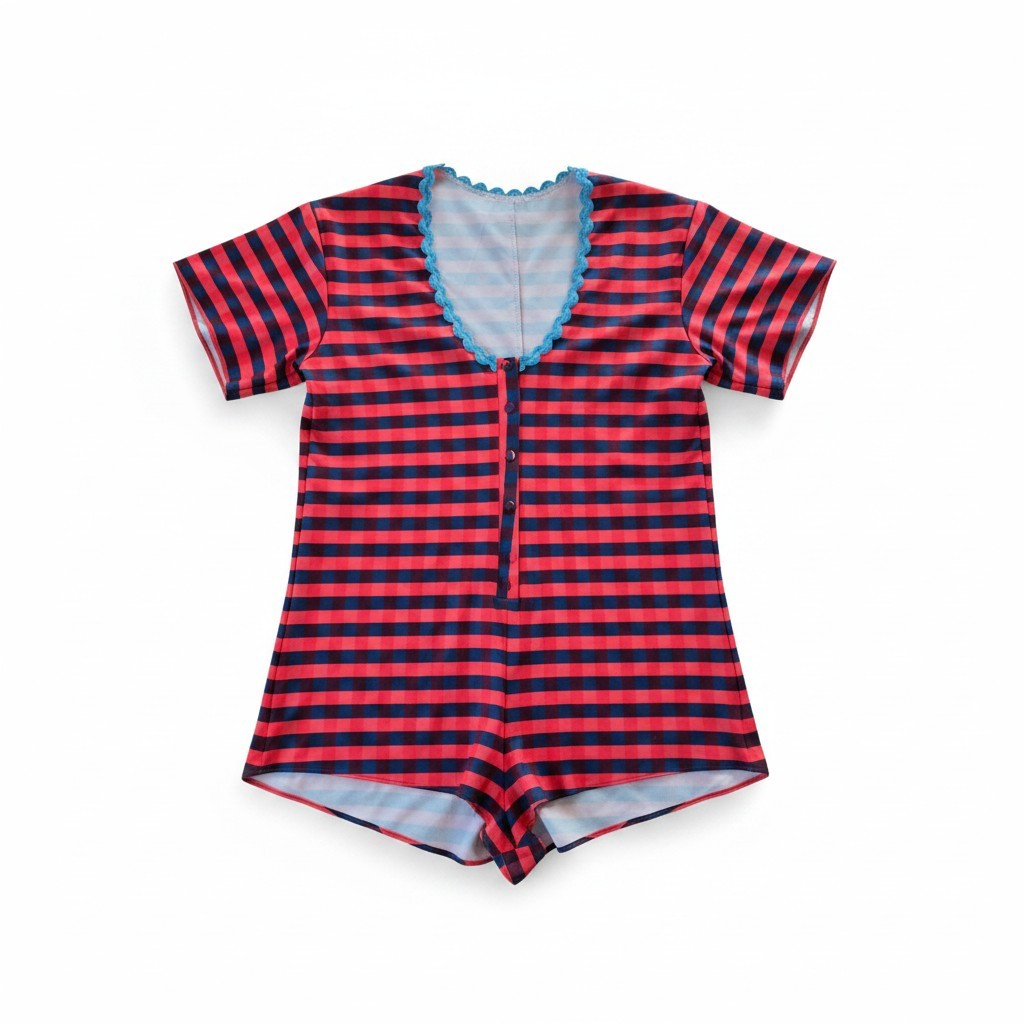 Mefui Bikini Quadri Arancio e Blu Taglia S