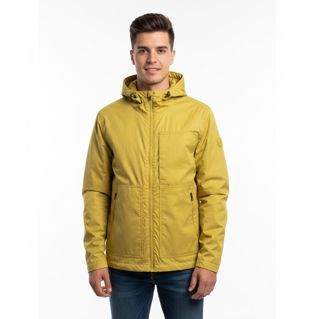 COLMAR - Giubbino Uomo Tessuto Tecnico Leggero Impermeabile Antivento con Cappuccio - Giallo Senape