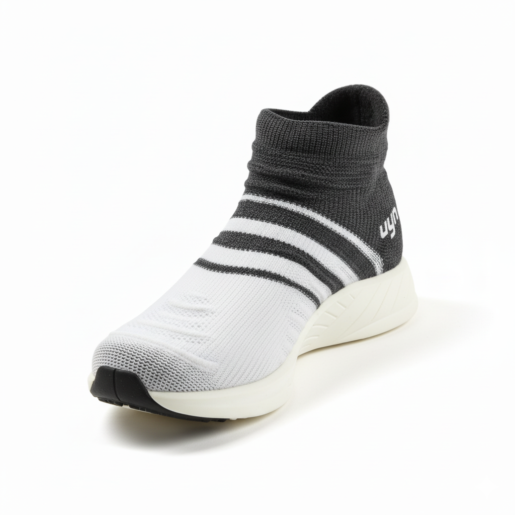 Sneaker calza UYN bianco/nero a righe