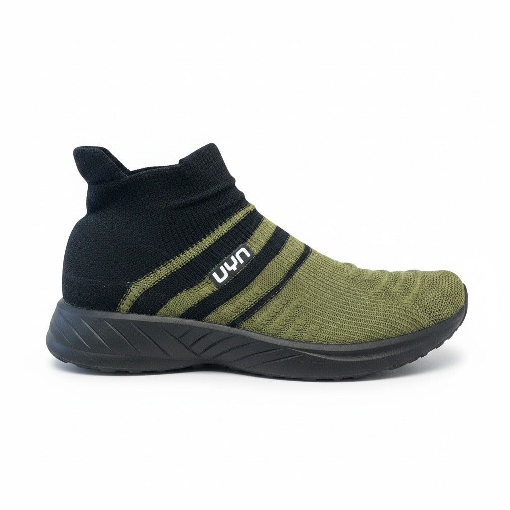 Sneakers con calza elasticizzata verde militare UYN