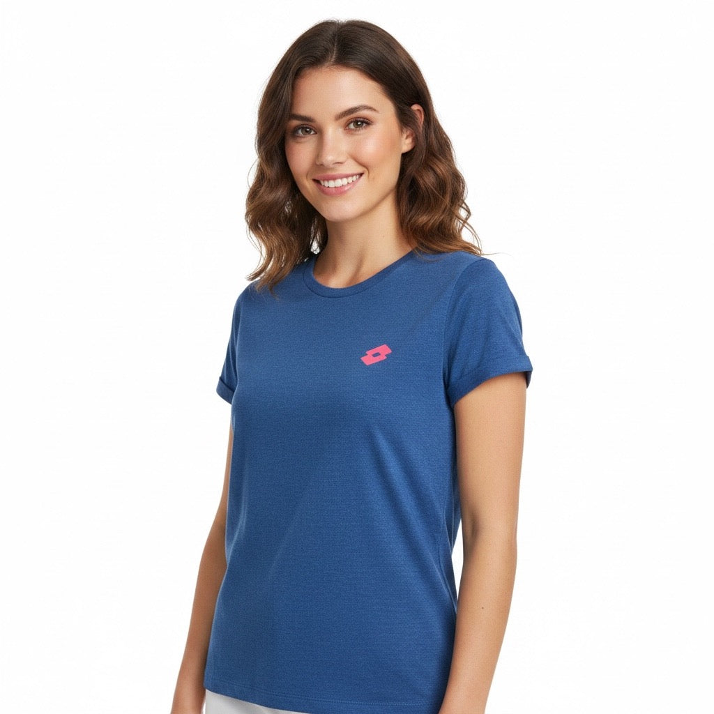 Lotto T-Shirt Blu Logo Fucsia