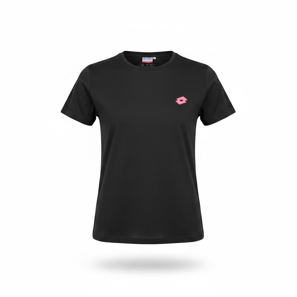 Lotto T-Shirt Nero Logo Fucsia